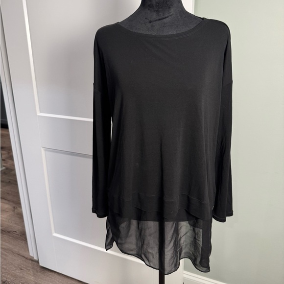 Eileen fisher 100% silk black long sleeve tunic top - Picture 1 of 8